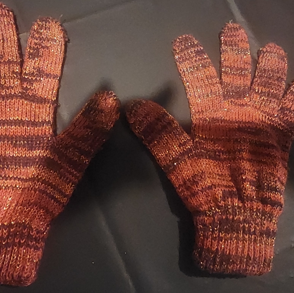 Women's Winter Hat & Gloves Set Pink & Purple multi-colored gloves